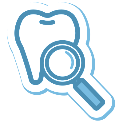 Tooth With Magnifying Glass Icon